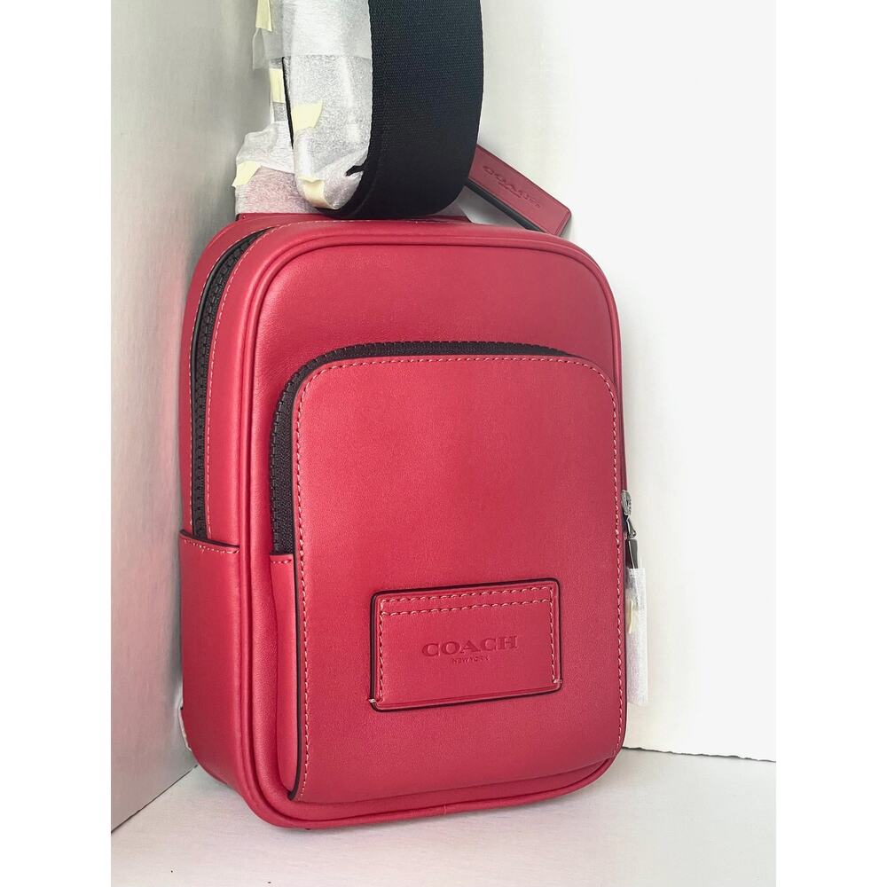 Coach Racer Sling Pack CU252 True Red Calf Leather Small Crossbody - Picture 4 of 10